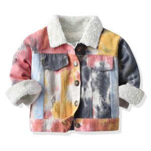 Tie-dye denim Sherpa-lined jackets