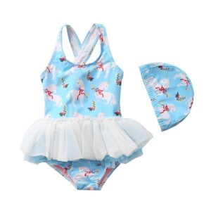 Blue unicorn tutu swimsuit set