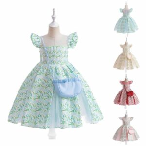 Floral Print Ruffle Trim Princess Dress
