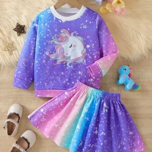 Unicorn Long Sleeved Top and Skirt Set