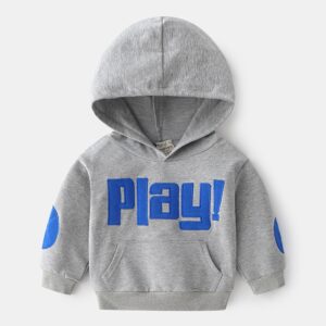 Boys Hooded With Letter Print Play Themed Fleece Jersey