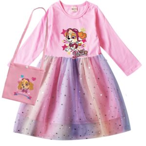 Skye Long Sleeved Rainbow Ruffled Dress with bag