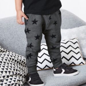 Thick Grey Jogger Pants with Stars Design