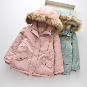 Puffer Jacket with Fluffy Feathered Hoodie