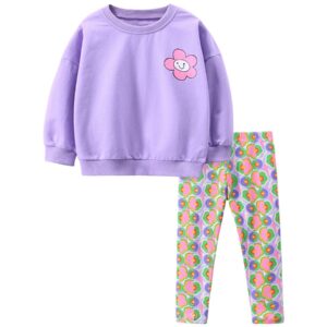 Purple Jersey with Flower Design and Bloom and Grow Print with Floral Pants set