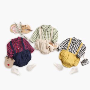 Checkered Long Sleeved Baby Romper