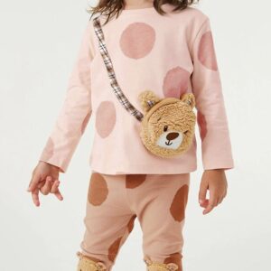 Polka Dots with Fluffy Bear Design with Matching Pants