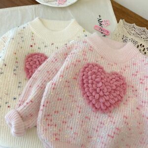Long Sleeved Knitted Jersey with Embroidered Big Heart Design