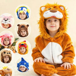 Kids Animal Onesie Pajamas – Soft Fleece Hooded Sleepwear for Boys & Girls