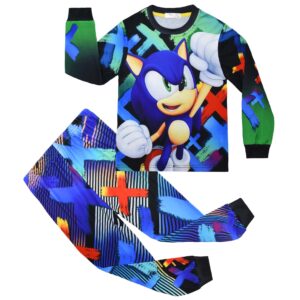 Sonic Hedgehog Character Long Sleeved Top and Pants Set