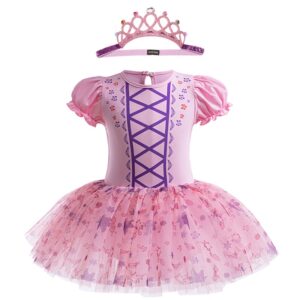 Princess Rapunzel  Ballet Tutu Dress with Crown – Girls Fancy Dress