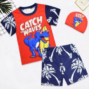 Kids Dinosaur Surf Adventure 3-Piece Swimsuit Set