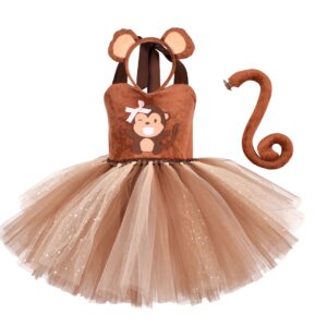Monkey Designed Mesh Tutu Dress Costume with Detachable Tail