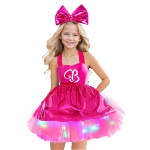 Barbie-Inspired Pink Light-Up Tutu Dress with Bow