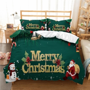 Merry Christmas Santa Claus  and Snowman Bedding