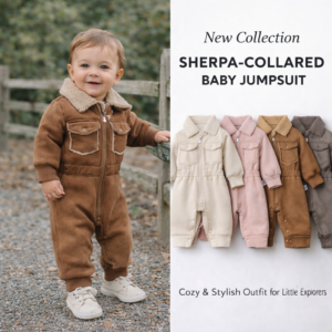 Sherpa Collar Baby Jumpsuit – Warm Winter One-Piece Outfit for Babies (6–24 Months)