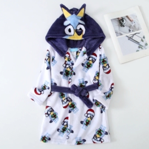 Kids Bluey Plush Hooded Bathrobe