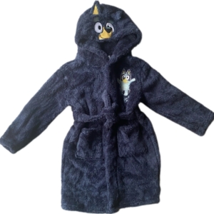 Kids Bluey Navy Plush Hooded Bathrobe