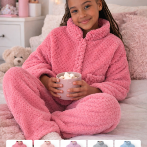 Kids Plush Fleece Lounge Set – Soft Winter Jacket & Pants Set (6–16 Years)