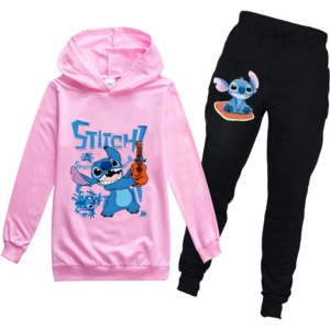 Girls’ Pink Stitch Hoodie and Jogger Pants Set