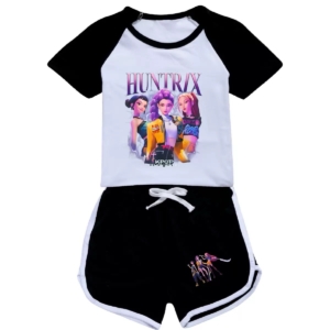 K-Pop Demon Hunter Girls’ 2-Piece Summer Set – T-Shirt & Shorts
