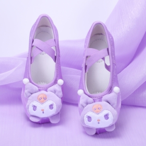 Girls Kuromi Ballerina Shoes – Purple Plush Character Party Flats
