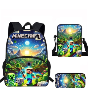 Minecraft 3-Piece Backpack Set (Backpack + Lunch Bag + Pencil Case)