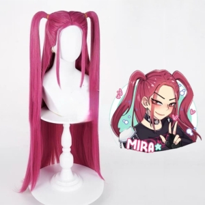 Girls K-Pop Huntrix Cosplay Wig – Mira Pink Twin-Tail Style
