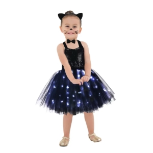 Black Cat Light-Up Party Dress