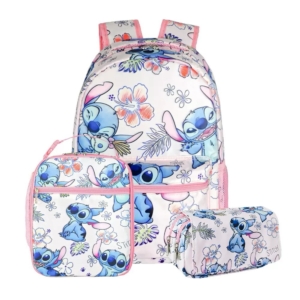 Stitch & Angel Floral 3-Piece Backpack Set