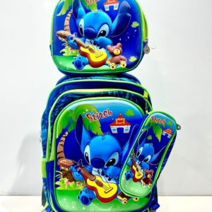 Boys Blue Stitch 3-Piece Trolley Backpack Set – Includes Rolling Backpack, Lunch Bag & Pencil Case