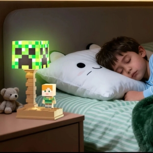 Minecraft Creeper Pixel Night Light Lamp – Rechargeable Type-C Colour-Changing Bedside Light
