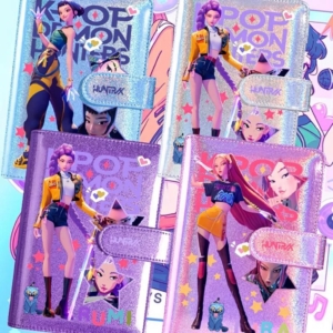 K-Pop Demon Hunters Inspired Glitter Notebook – A6 Lock Diary for Girls