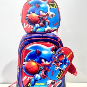 Boys Sonic 3-Piece Trolley Backpack Set – Includes Rolling Backpack, Lunch Bag & Pencil Case