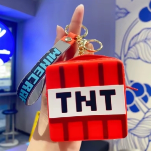Minecraft TNT Silicone Coin Purse & Keychain – Red Cube Wallet for Kids