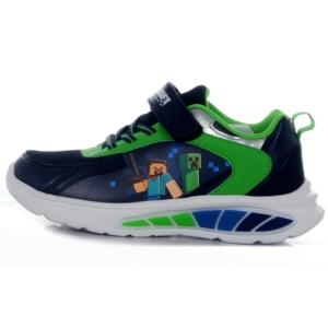 Boys’ Minecraft LED Light-Up Sneakers – Green & Navy (On Sale)