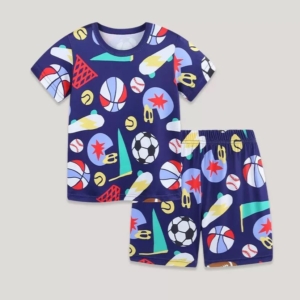 Boys Sports Print 2-Piece Summer Outfit Set