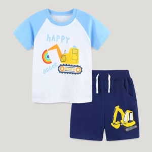 Boys Construction Digger 2-Piece Summer Outfit Set