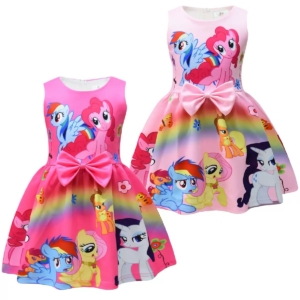 Girls My Little Pony Rainbow Party Dress with Bow