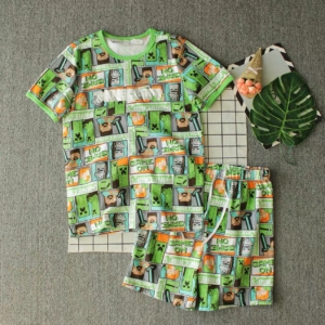 Boys Minecraft T-Shirt & Shorts Outfit Set (Green)