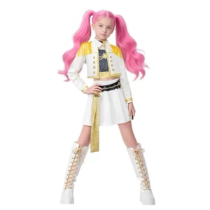 Girls K-Pop Demon Hunters White & Gold Stage Costume Set – Jacket & Skirt Outfit (Ages 4–11 Years) – In Stock SA