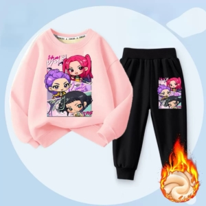Huntrix Girls 2 Piece Tracksuit Set – Cartoon Sweatshirt & Jogger Pants
