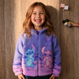 Kids Stitch Fleece Hoodie Jacket – Soft Warm Zip-Up Winter Jacket (1–8 Years)