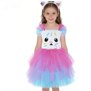 Gabby's Dollhouse Cakey Cat Dress-Up Costume for Girls with Rainbow Tutu and Cat Ear Headband 2–10 Years