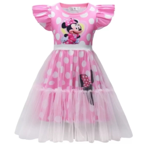 Minnie Mouse Girls Tulle Party Dress – Pink Polka Dot Dress